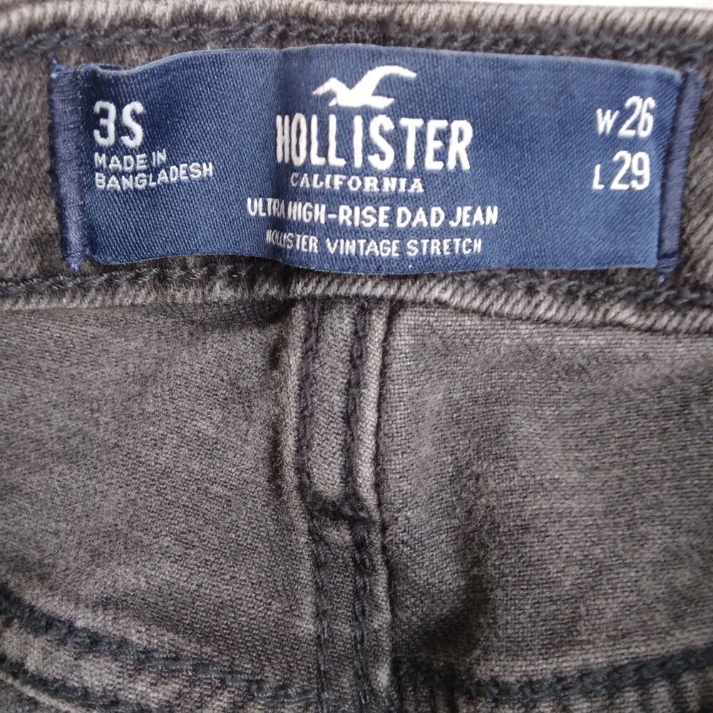Hollister Ultra High Rise Dad Jean Black Stretch Preppy Womens Size 3S - Picture 5 of 9